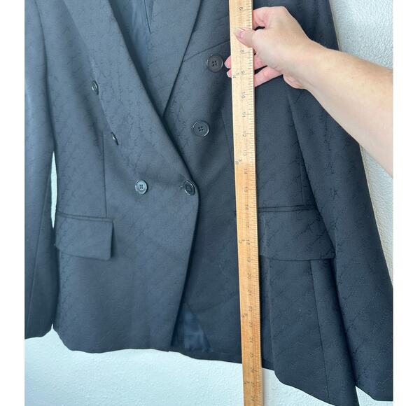 Stella McCartney Black Wool Embossed Double Breasted Button Blazer 46 / L - Picture 14 of 15